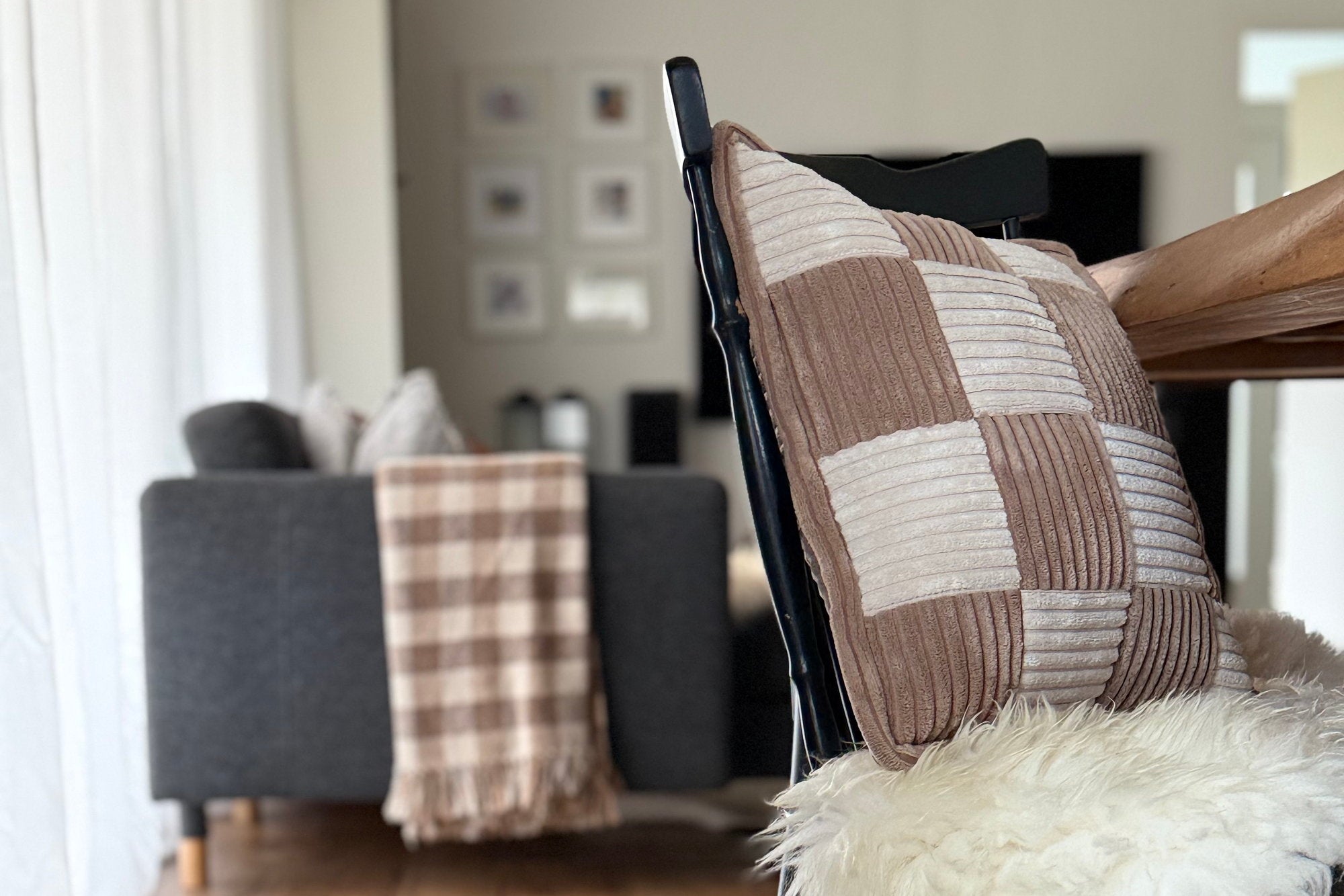 Check Cushion Mocca Vanilla