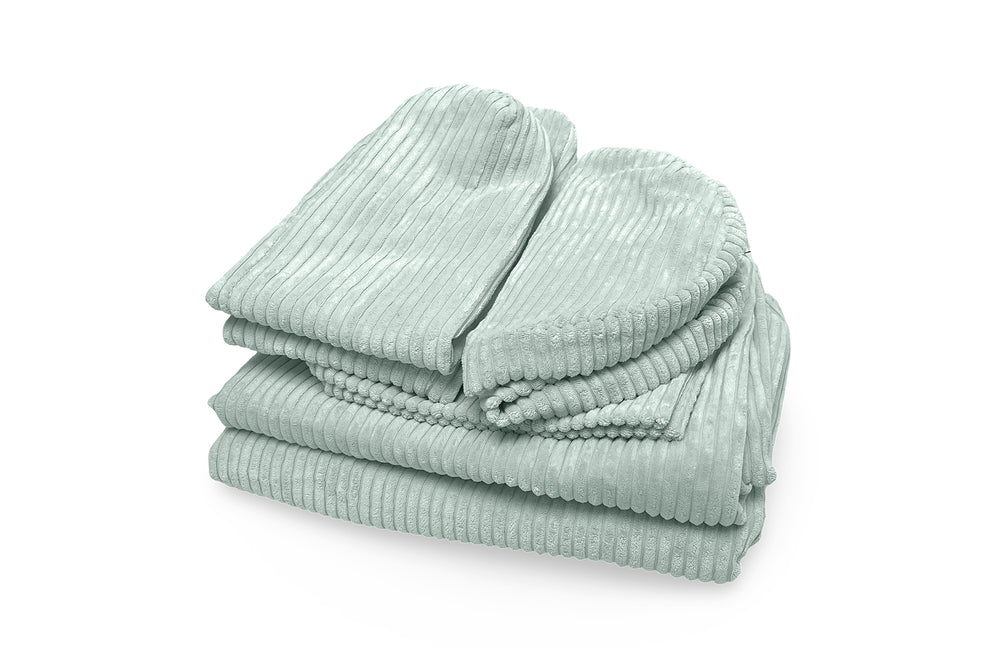 Shappy Play Sofa Cover Pure Corduroy in Peppermint, folded set of covers