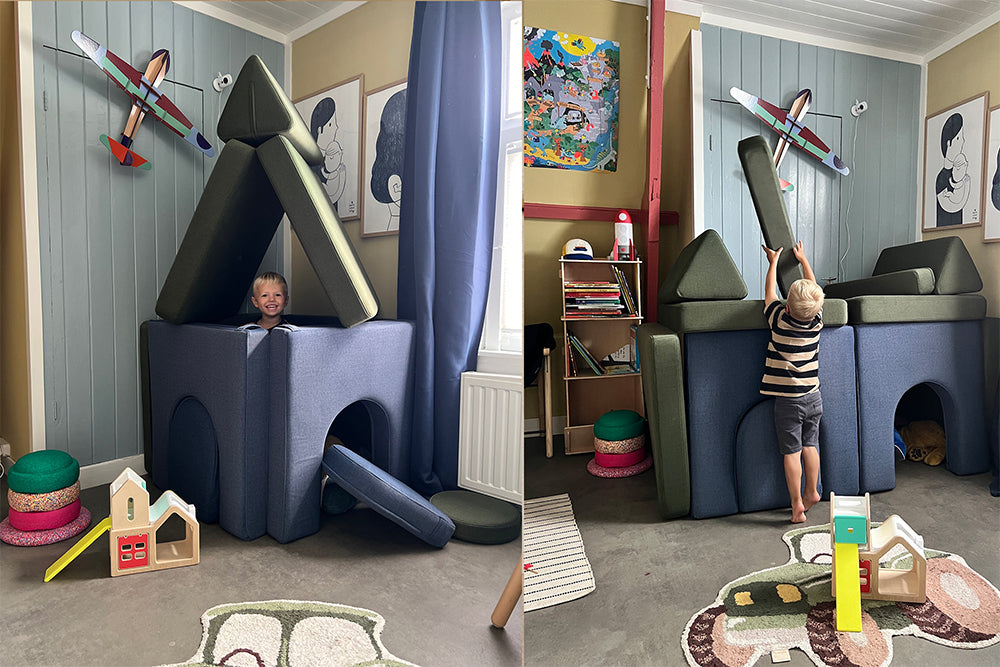 Towers built with Arches in Navy Blue and Bottle Green
