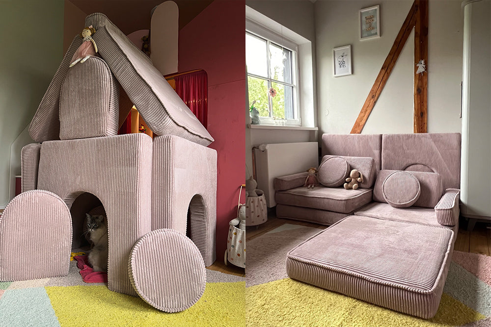 House with a roof built with Arches Corduroy in Candy