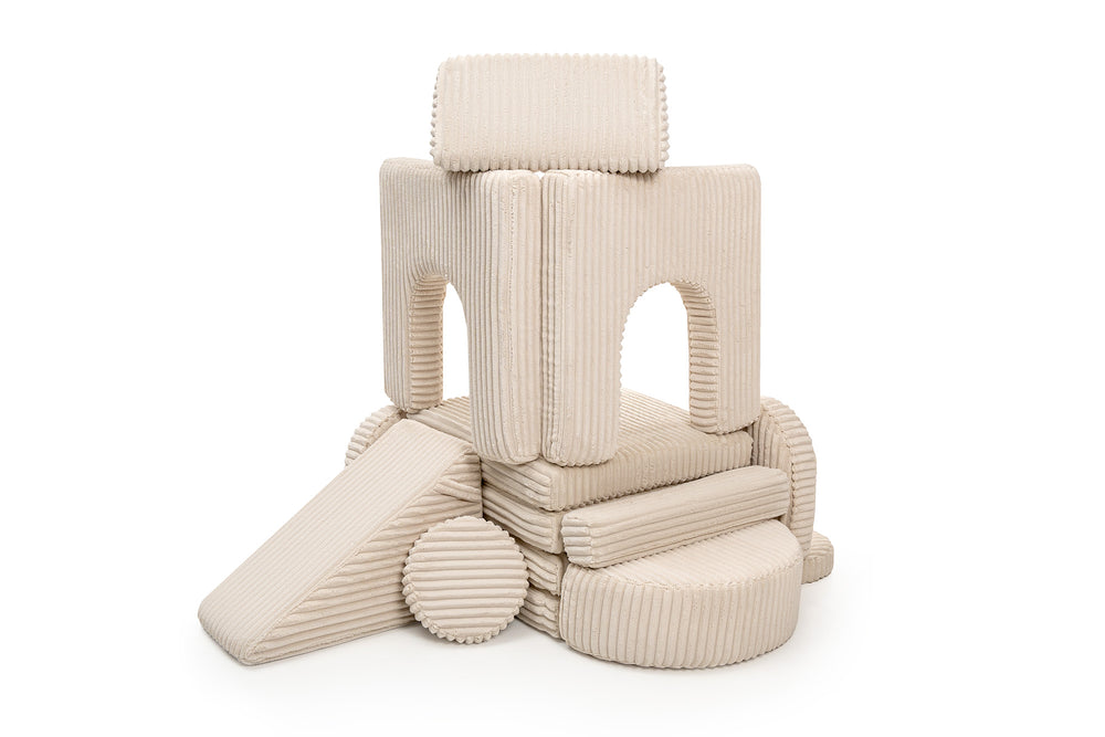 Tower and slide built with Arches Waffle in Cream Beige