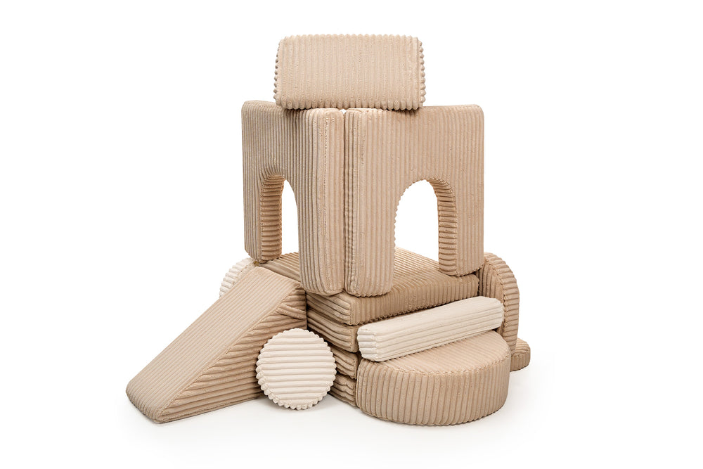 Tower and slide built with Arches Waffle in Brown Sugar