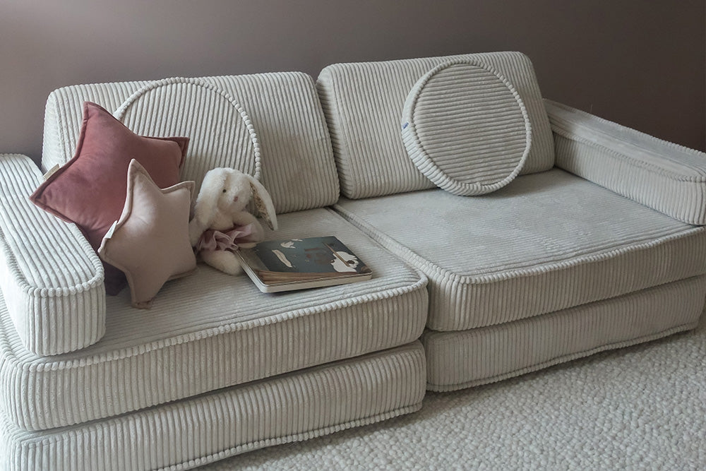Rond kussen en zitmodule van de Speelbank Original Corduroy in Peppermint