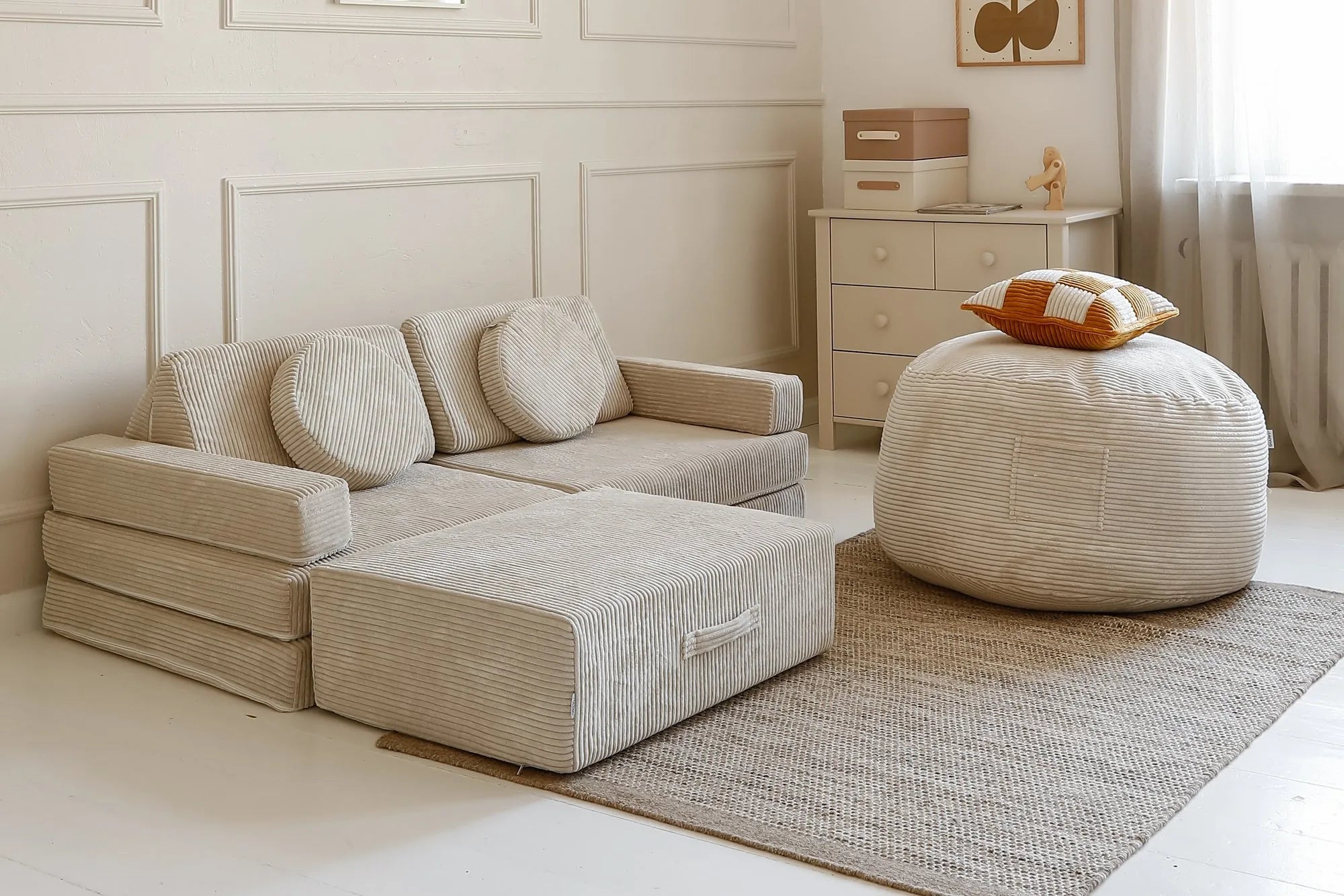 Futon Bean Bag geschlossen und aufgeklappt