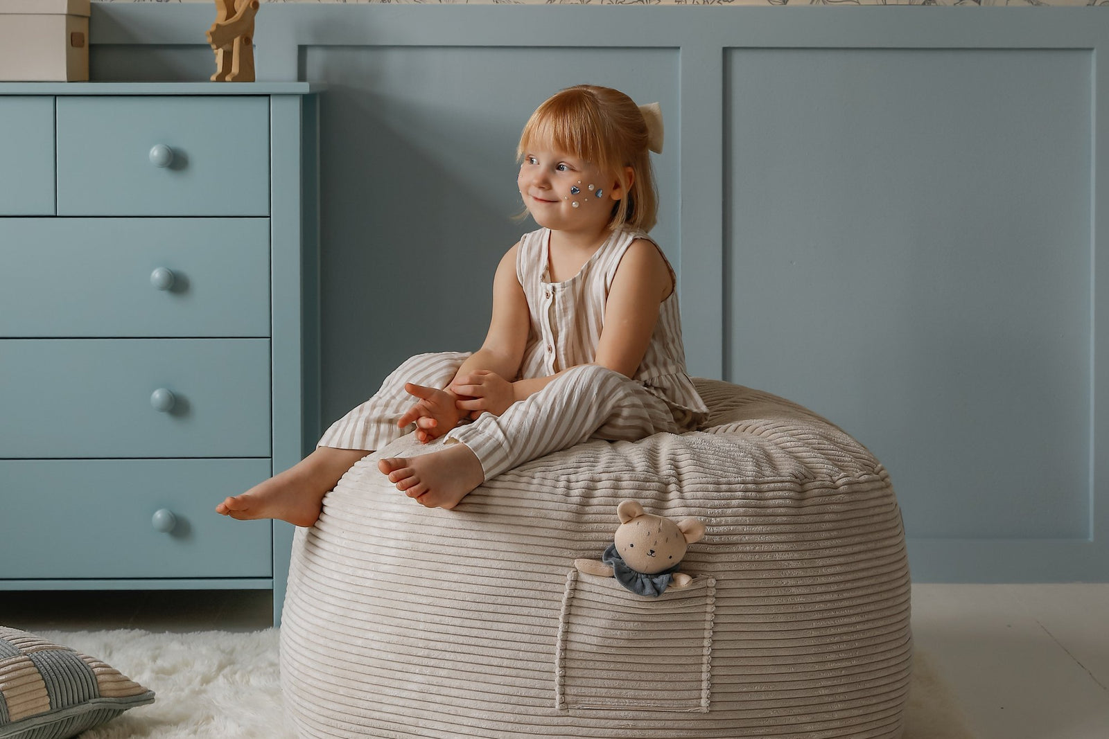 Futon Bean Bag Corduroy Vanilla