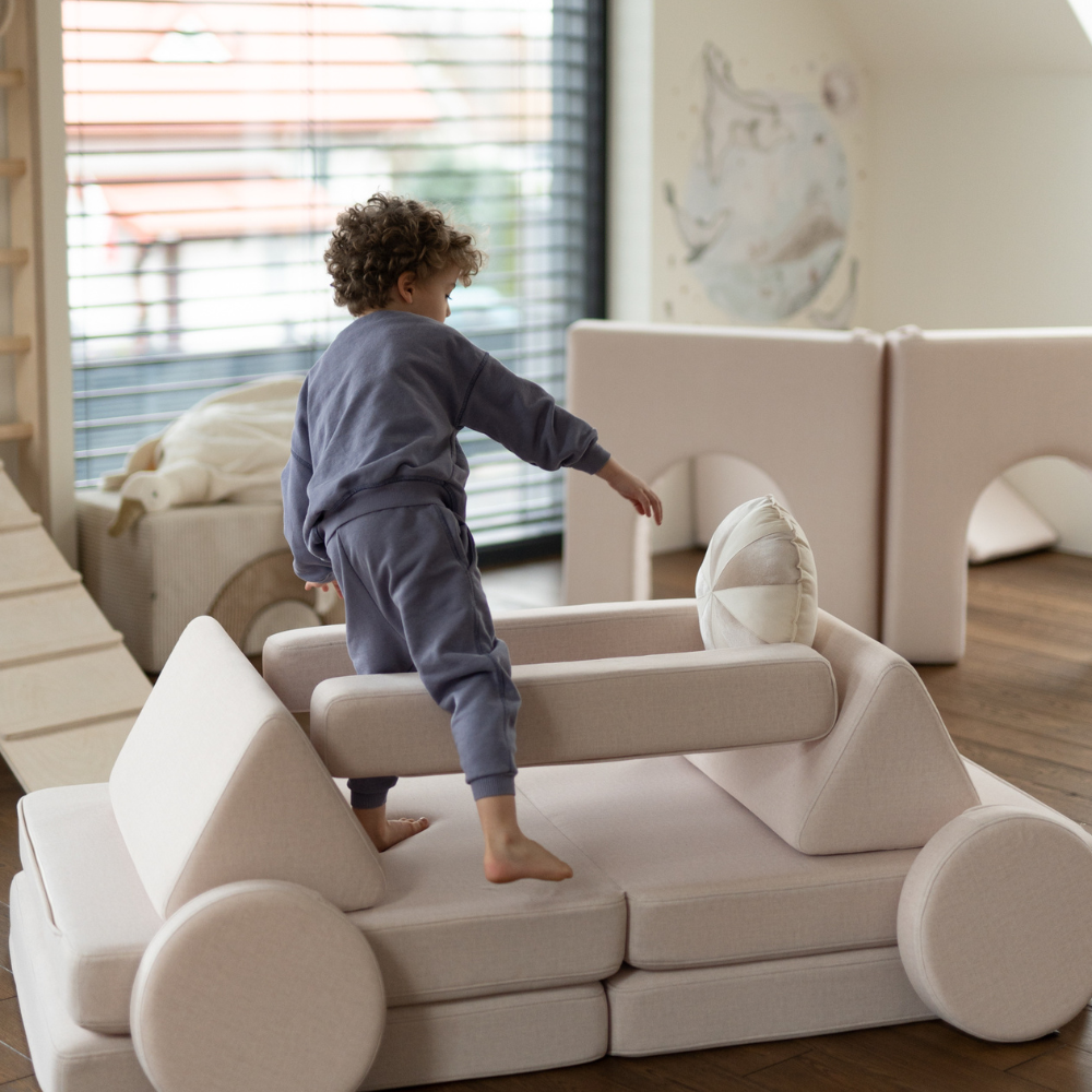 Produktbild von Kinderzimmer Sofa Cappuccino Eleganz Kindersofa Cappuccino 90cm - Kunstleder Sofa Aus Massivholz Für Kinderzimmer Kunstleder Kindersofa