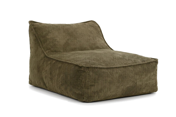 Kumo Lounger Dusty Sage, corduroy lounger, front view