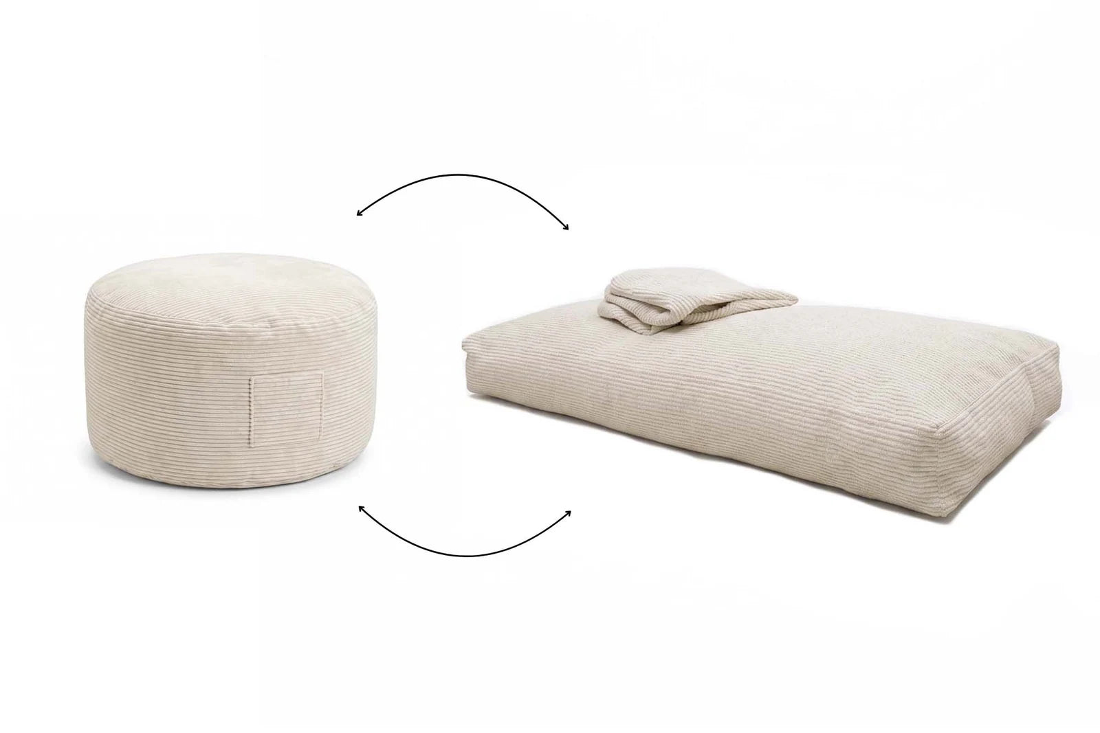 Futon Bean Bag geschlossen und aufgeklappt