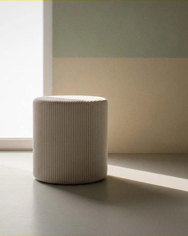 Shappy Pouf Corduroy Vanilla in a sunny room