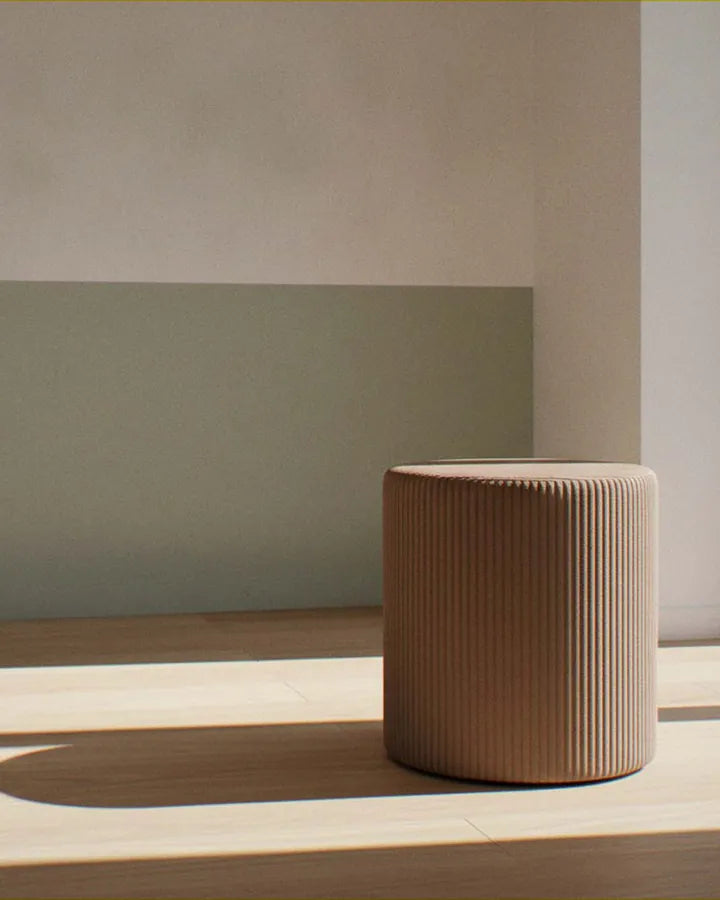 Shappy Pouf Corduroy Chocolate in a sunny room