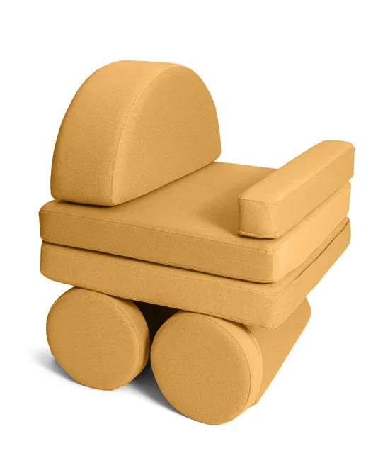 Pram built from the play sofa and the Rocker in Mustard