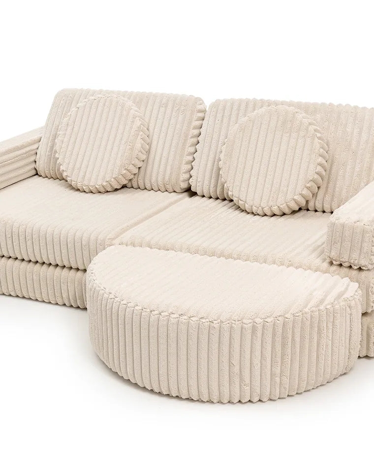 Waffle play sofa in Cream Beige extended with the Rocker