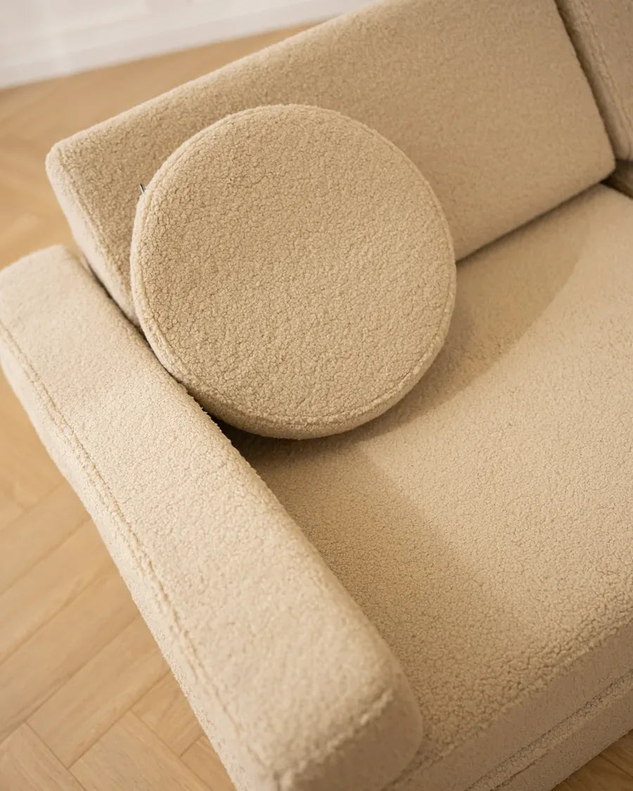 Close-up of Teddy fabric in Light Beige