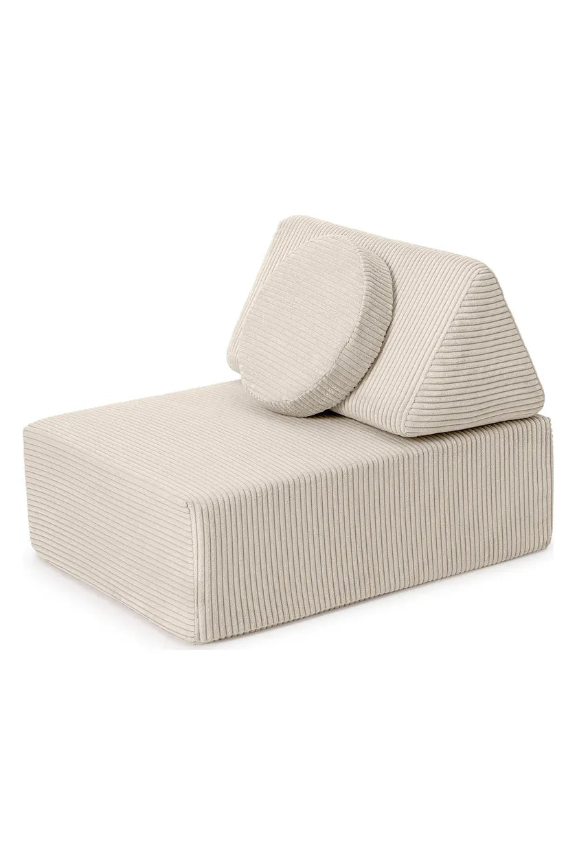 Trampoline used as a seat with a Play Sofa backrest and cushion