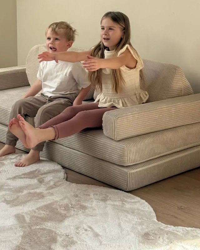 Two girls on Play Sofa Pure Corduroy Vanilla