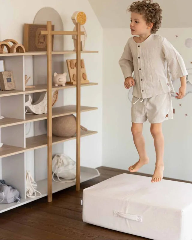 Boy jumping on Trampoline Original Soft Beige