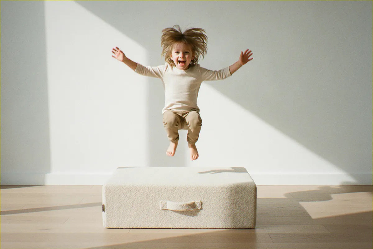 Child jumping on Trampoline Original Teddy Soft Cream