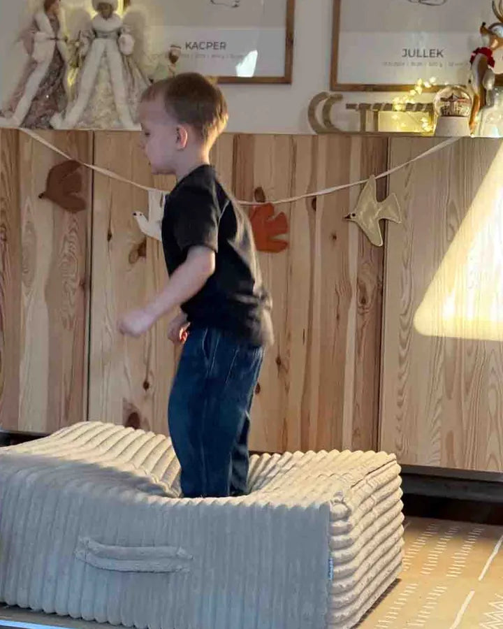 Boy standing on Trampoline Pure Corduroy Waffle