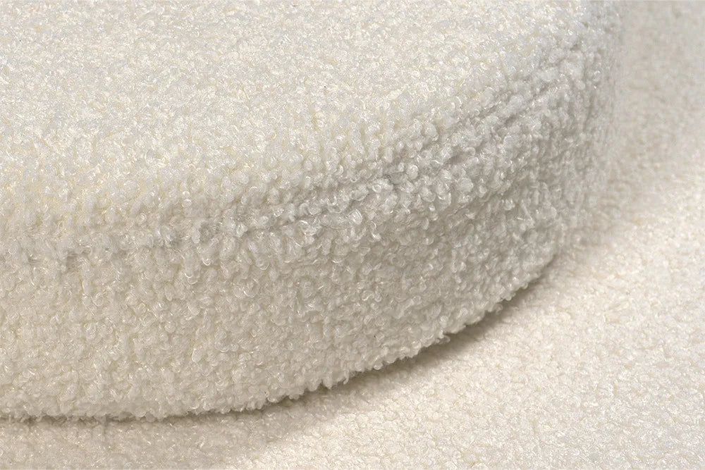 Close view of Teddy fabric on a Play Sofa Original Teddy cushion in Soft Cream