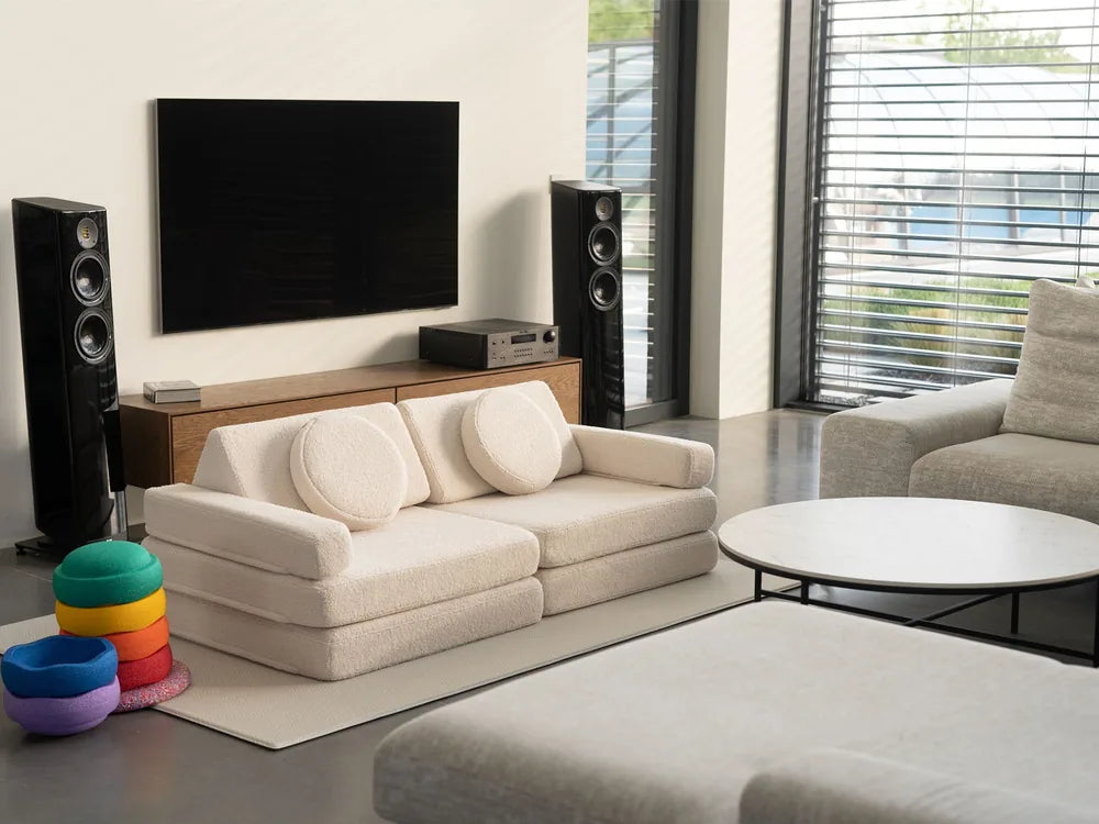 Play Sofa Original Teddy Soft Cream assembled in a living room