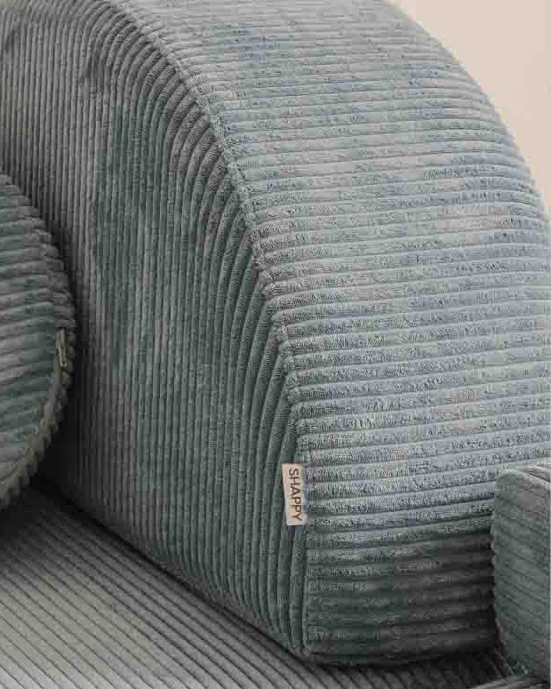 Close-up of corduroy fabric in Sky Sugar