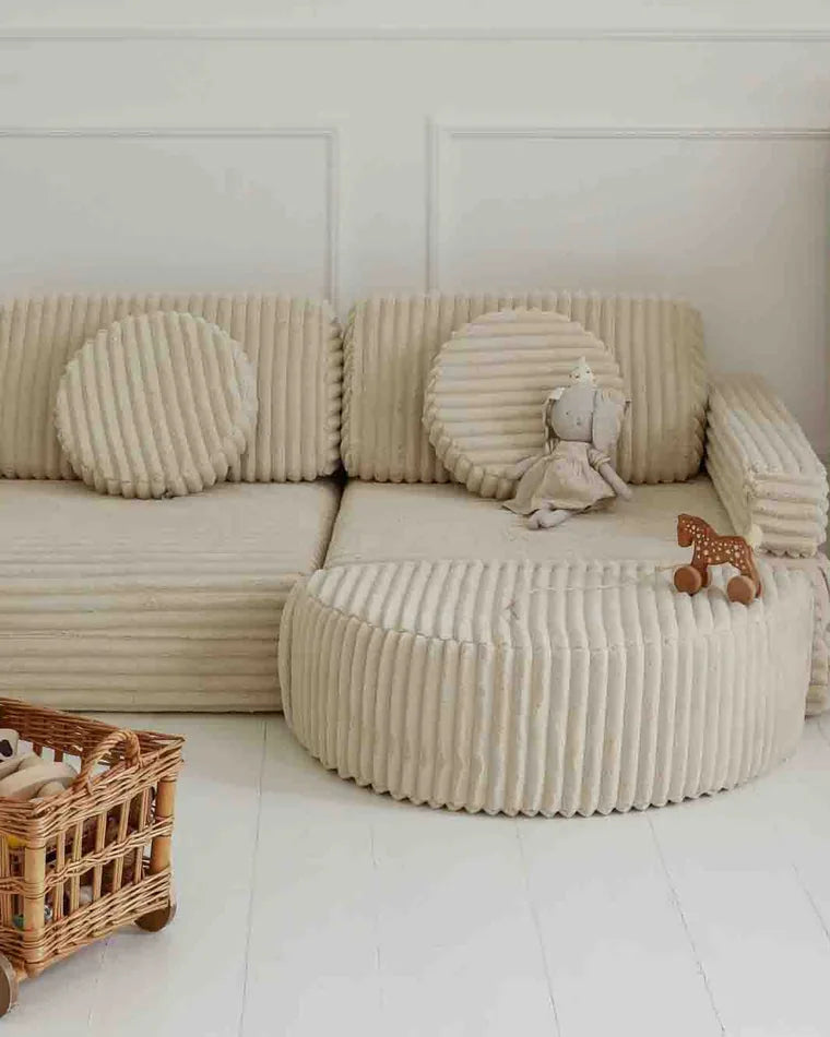 Rocker Waffle in Cream Beige at the end of the Waffle play sofa
